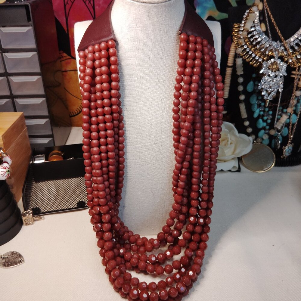 Rossanna Fani Leather & Resin Multi‑Strand Statement Necklace